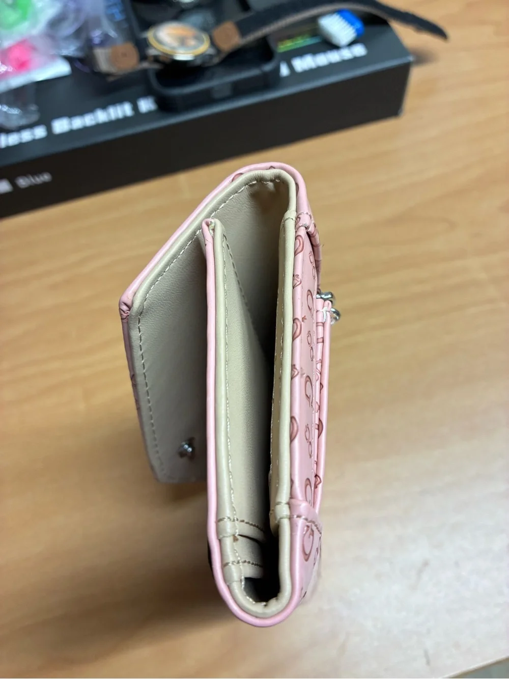 Guess Pink Logo Print Envelope Wallet